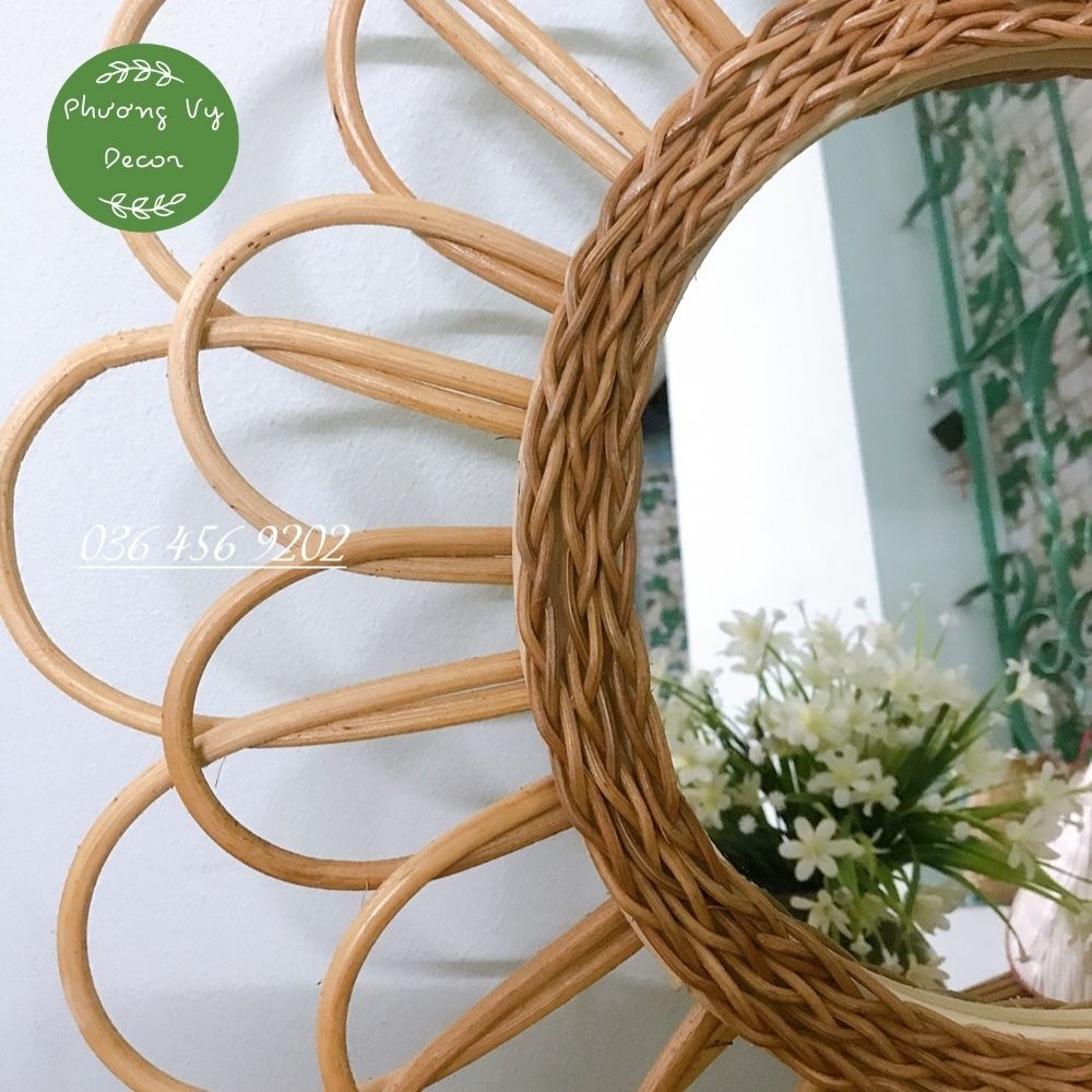 Gương trang trí, gương mây decor nhà cửa, quán ăn, cafe xinh xắn