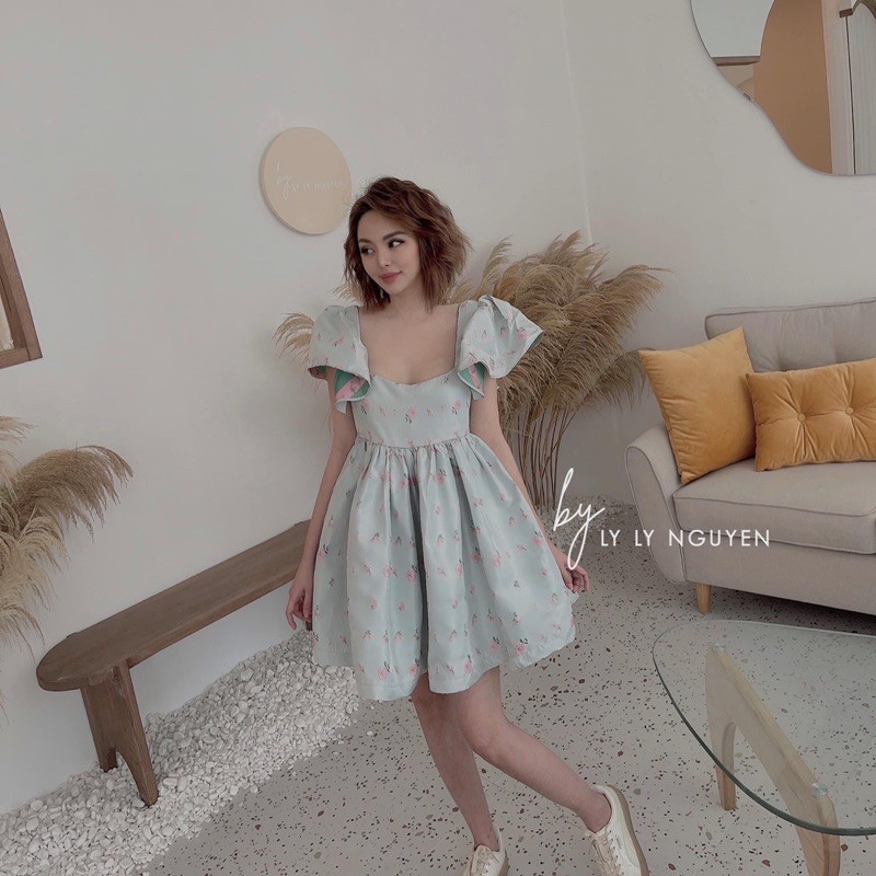 [Siêu Hot] Váy Babydoll Hoa Lụa Bóng Tay Phồng, Đầm Nữ Tiểu Thư Dáng Xoè Siêu Xinh Có Ảnh Thật Kèm Video