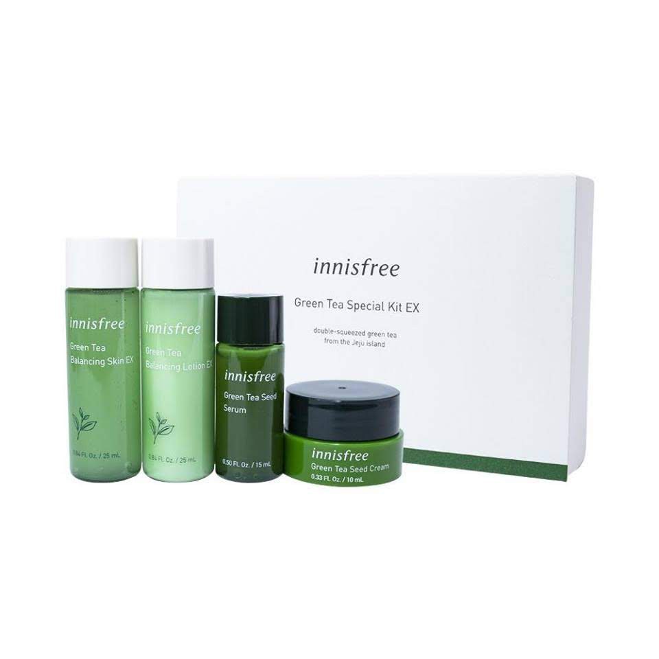 Bộ Innisfree Green Tea Special Kit EX Kit 4 Item cho da dầu, da hỗn hợp thiên dầu, da mụn và nhạy cảm.