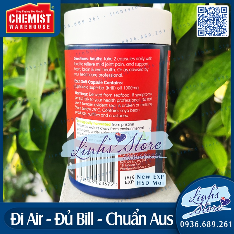Dầu nhuyễn thể Bioglan Red Krill Oil 1000mg 60 viên 💙 Chemist Warehouse - Úc