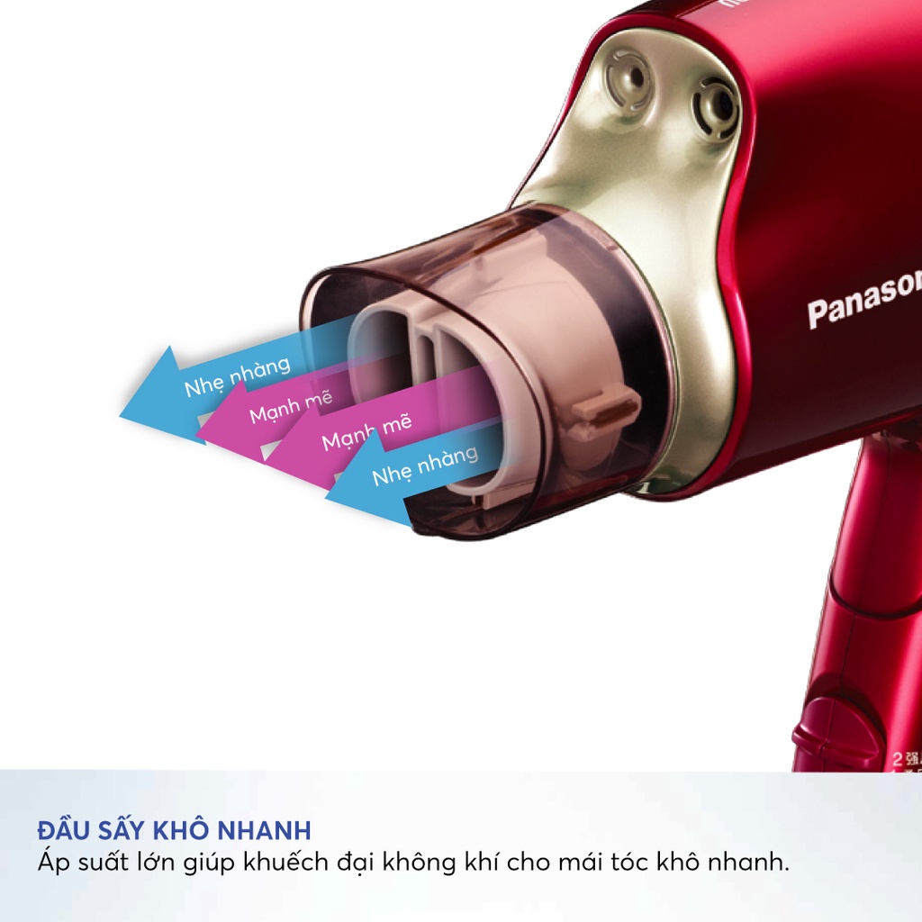 Máy sấy tóc Nanoe dưỡng ẩm, chăm sóc tóc và da đầu Panasonic EH-NA45RP645 - Bộ 2 đầu sấy tạo kiểu – Công suất 1600W