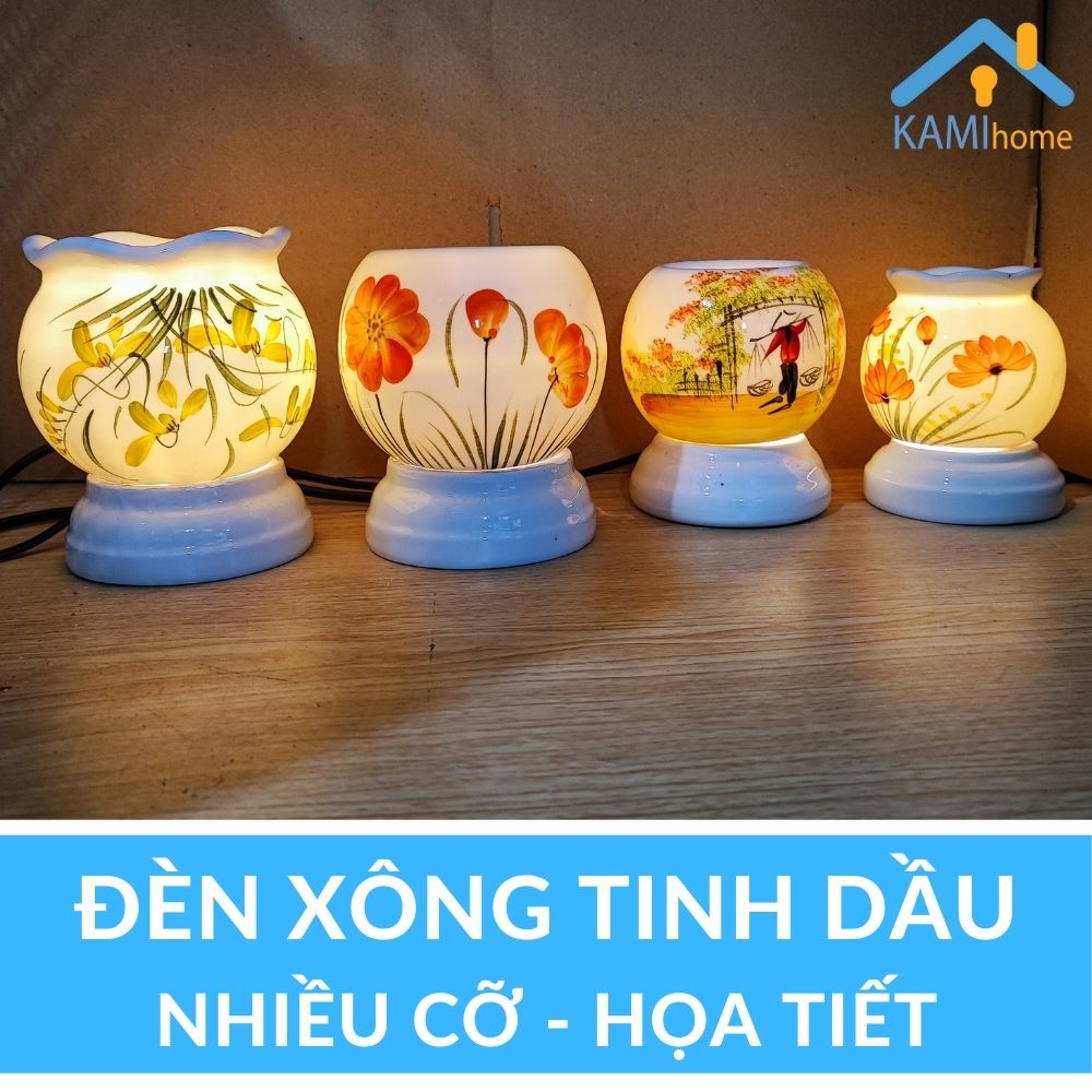 Đèn xông tinh dầu cắm điện thơm phòng đuổi muỗi hình Ống Trứng Tròn (Chọn Mẫu) sứ Bát Tràng Việt Nam