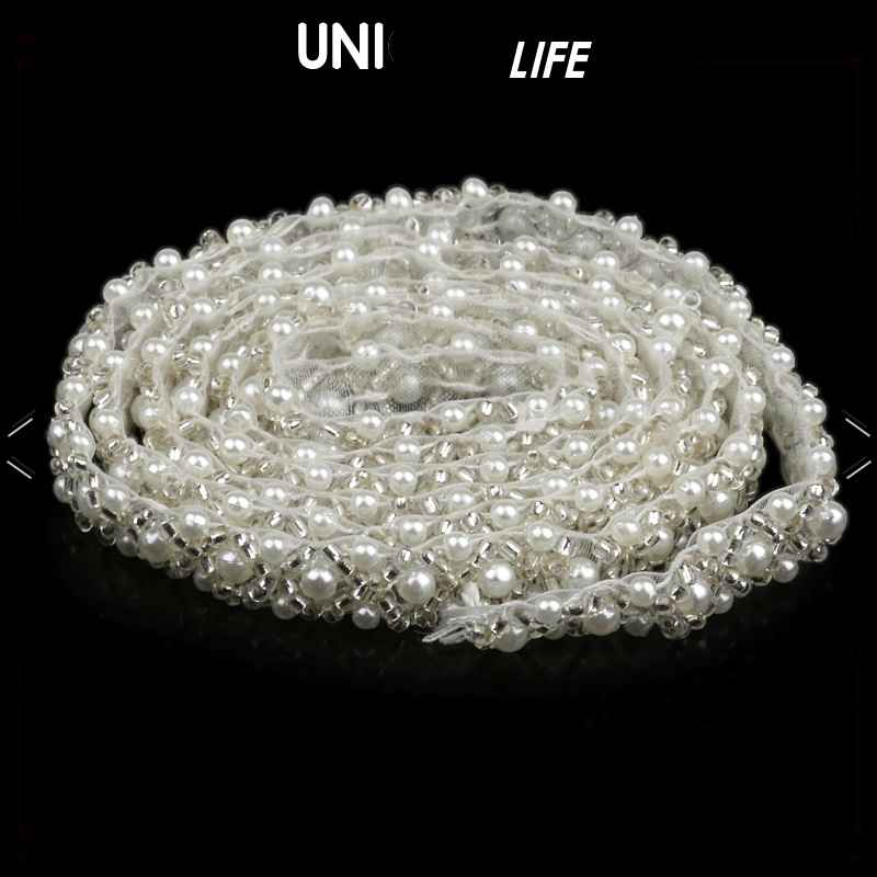 Dải Ren Lưới Đính Hạt Ngọc Trai 1Yard Trang Trí Thủ Công