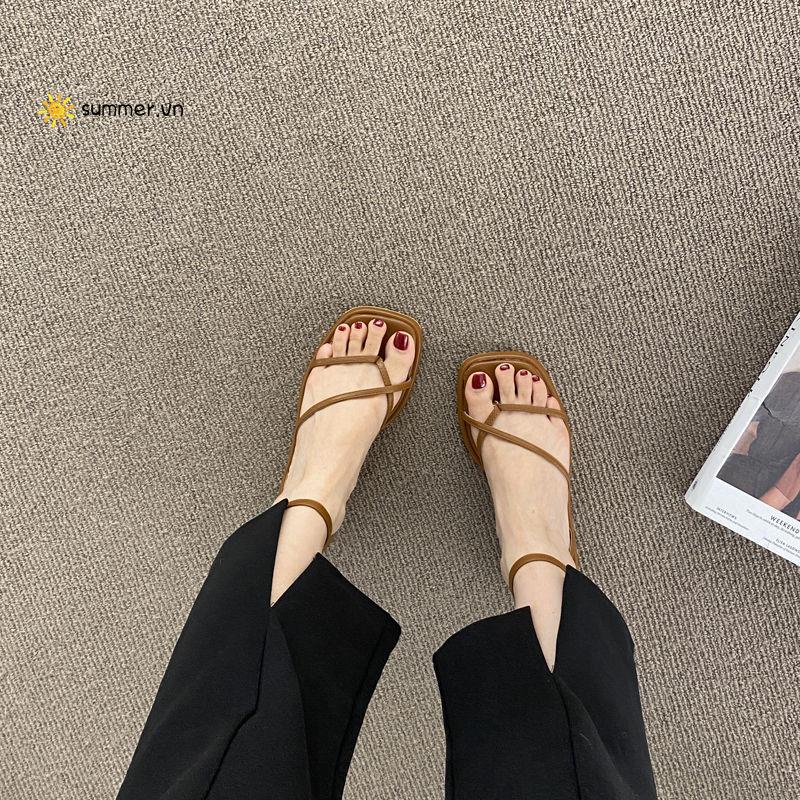 Giày Sandal Đế Thấp Phong Cách Pháp Thời Trang Mùa Hè Hàng Mới 2022