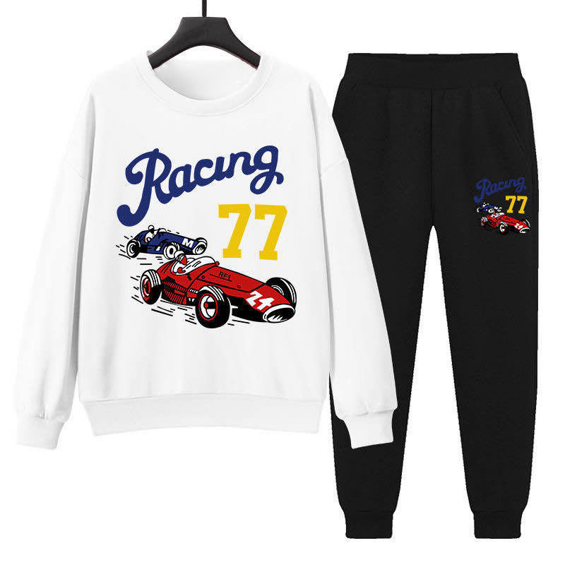 Set Áo Nỉ Dài Tay Cổ Tròn + Quần Dài Lưng Thun Thời Trang Cho Bé Trai