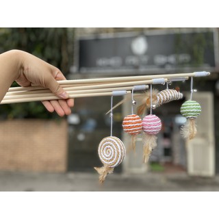 Cần câu mèo cán gỗ