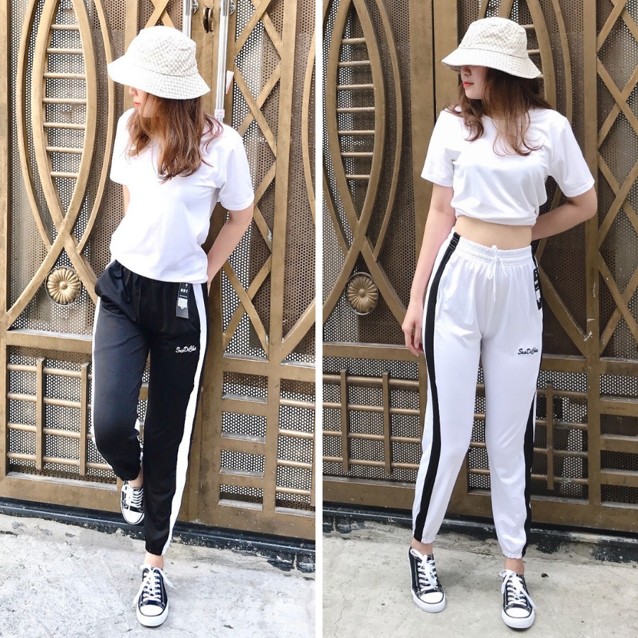 Quần jogger nữ phối sọc form rộng cực cá tính [ Phối nữ ]