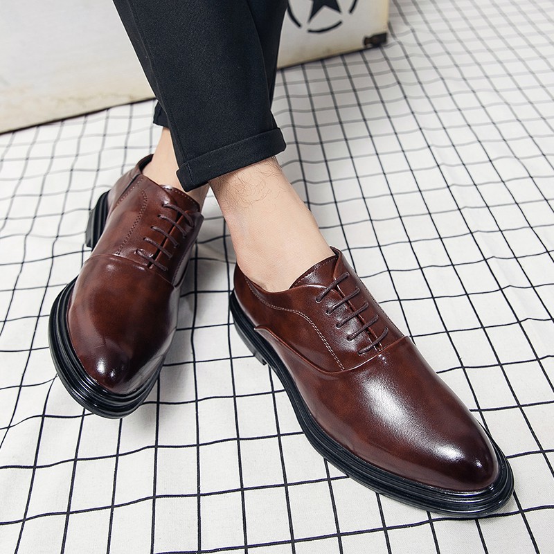 Giày Tây Chất Liệu Bằng Da oxford Màu Đen / Nâu Cổ Điển Đế Dày size Lớn 38-46 Cho Nam