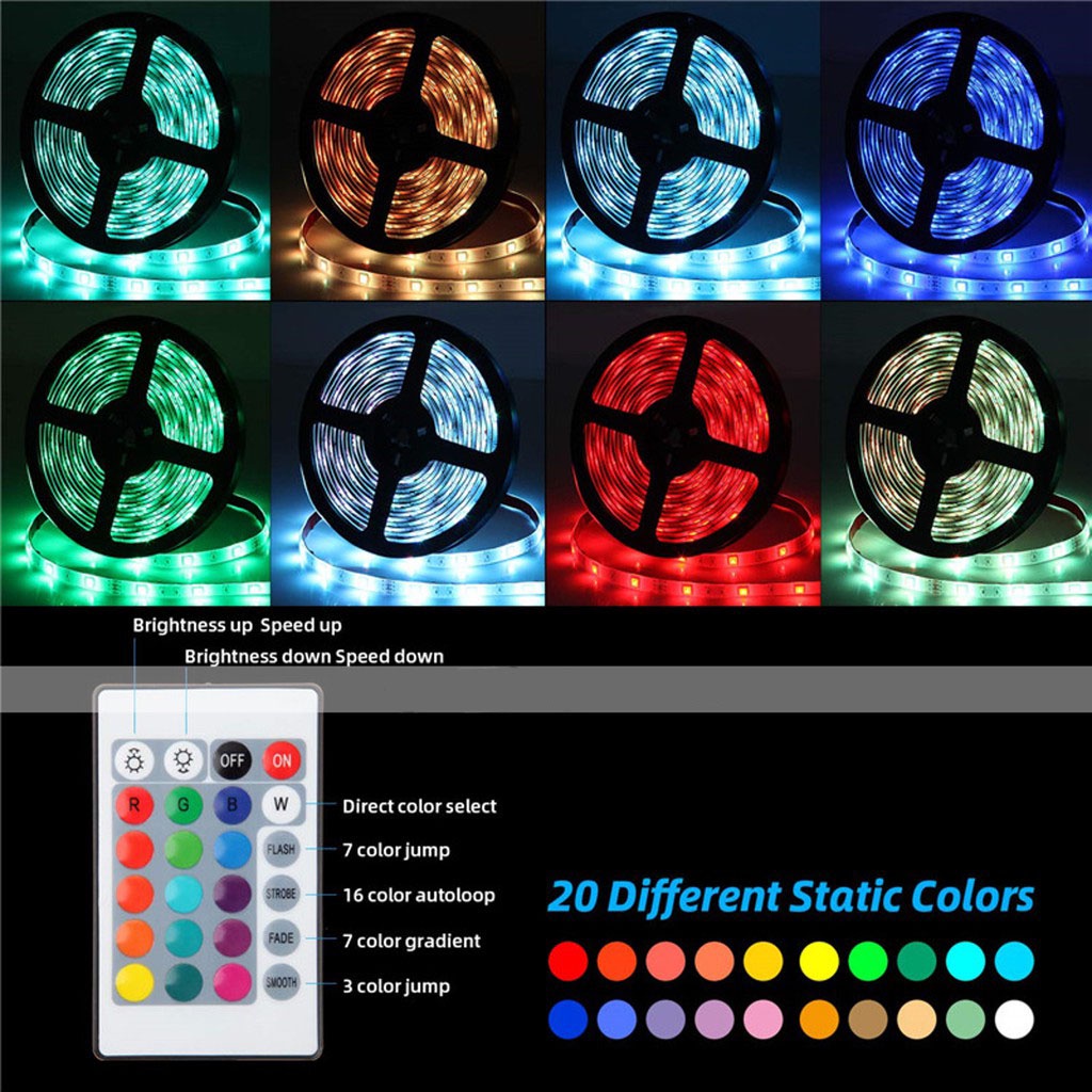 Đèn led 5m RGB 16 Màu Điều Khiển Bằng Điện Thoại, Nháy Theo Nhạc