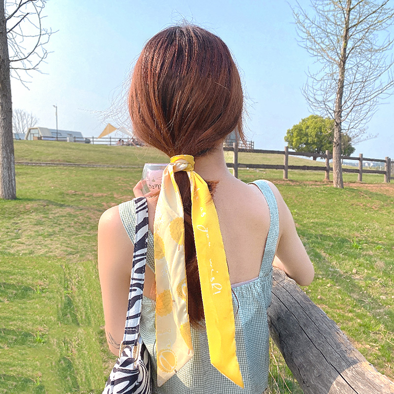 2021 New Headband Women Go Out All-match Tying Hair Rope Girls Broken Hair Long Hair with Silk Headdress