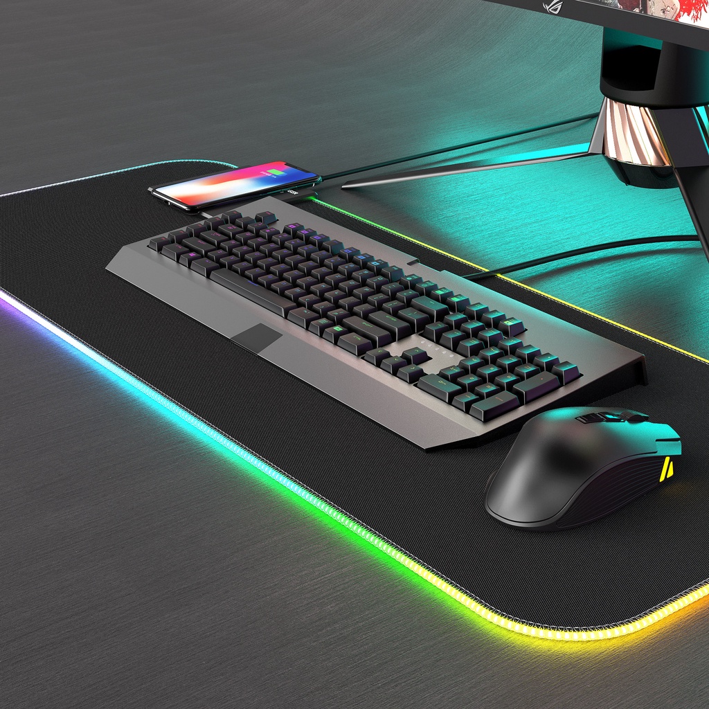 Tấm lót chuột cỡ lớn RGB  LED phát sáng nhiều màu Bàn di chuột máy tính chơi game dễ thương   Bàn di chuột