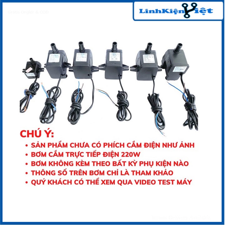 Máy Bơm Chìm Mini Quạt Điều Hoà Hơi Nước 4W 8W 13W 16W 18W 25W 30W - 220V, Bơm Cho Bể Cá Cảnh, Siêu Bền, Siêu Khỏe
