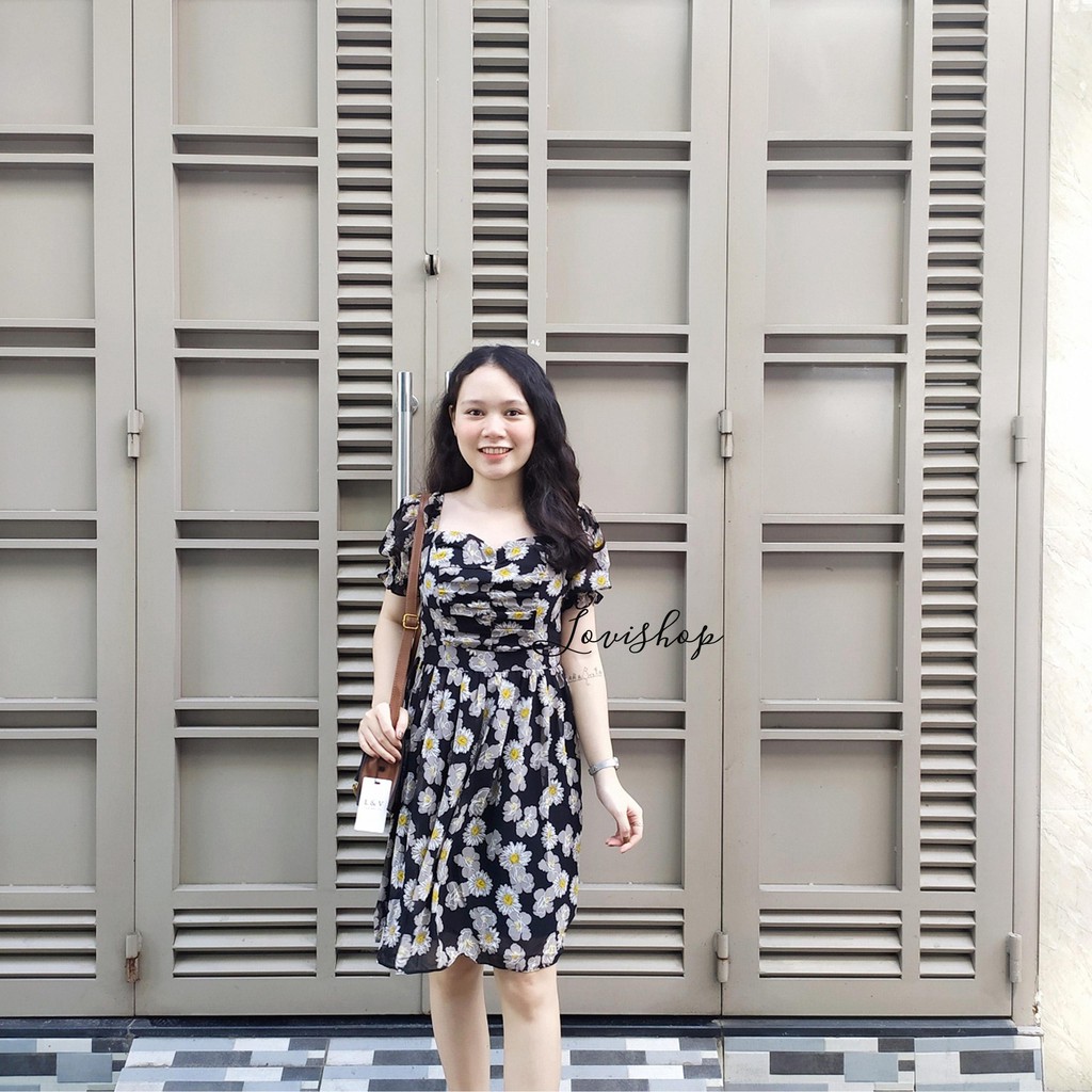 Đầm voan hoa Lovi 3 màu