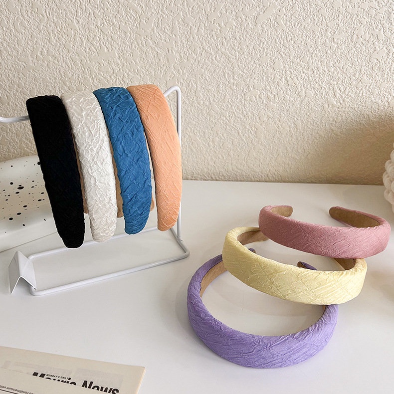 Băng Đô Cài Tóc Bản Rộng Kiểu Xếp Ly Mới Cho Nữ