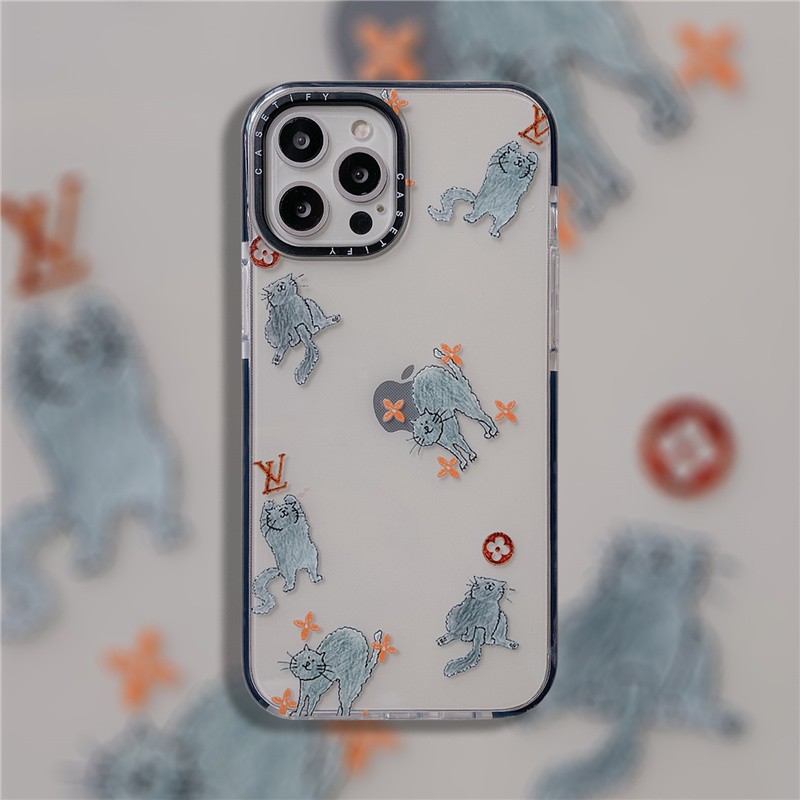 Famous Fashion Brands Joint Kitty Case IPhone 7 8 Plus SE 2020 Casetify Phone Cover Apple 12 pro max 12Mini Cute Cat IPhone 11 Pro Max Straight edge Soft Casing X XR XS MAX