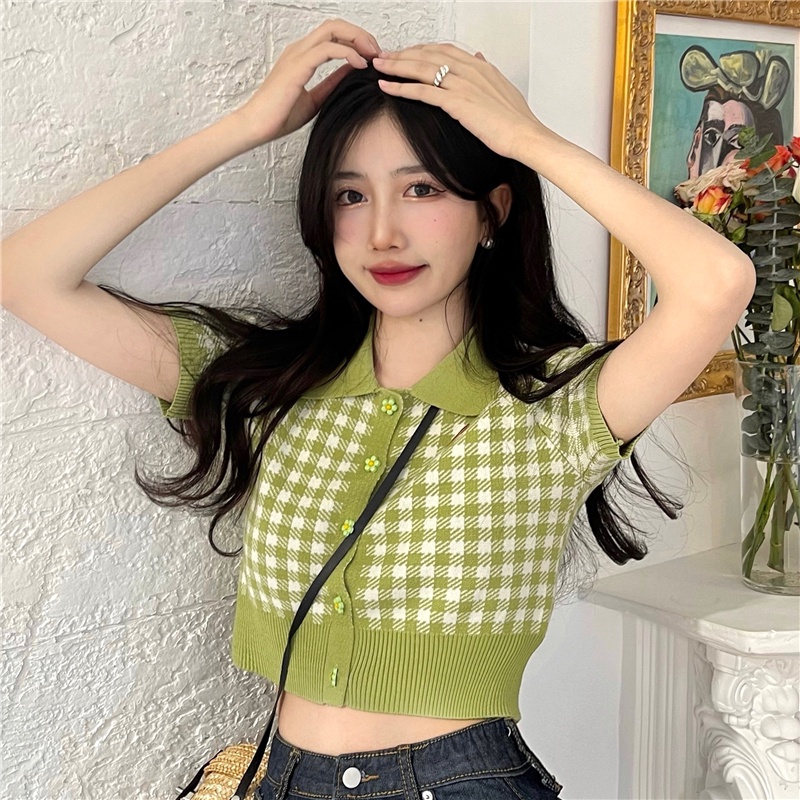 NZN Áo Dệt Kim Ngắn Tay Phong Cách Hàn Quốc Thời Trang Cho Nữ