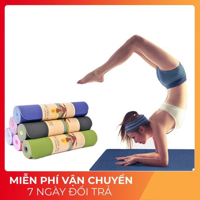 THẢM YOGA 2 MẶT CAO CẤP THẢM TẬP YOGA TPE 2 LỚP 6MM CAO SU NON CÓ TÚI ĐỰNG THỜI TRANG