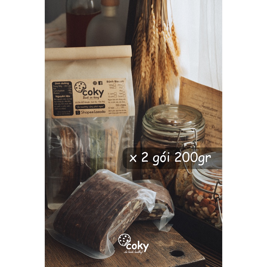 Bánh Biscotti ăn kiêng nguyên cám Cacao, bánh cho người tiểu đường