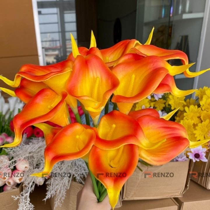 Hoa Calla Lily giả hoa Rum PU mini cao su cao cấp- Hoa Chi Vân Môn giả trang trí