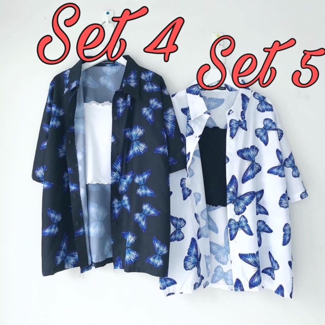 Set Sơmi Hoạ Tiết CropTop Hai Dây Ảnh Thật