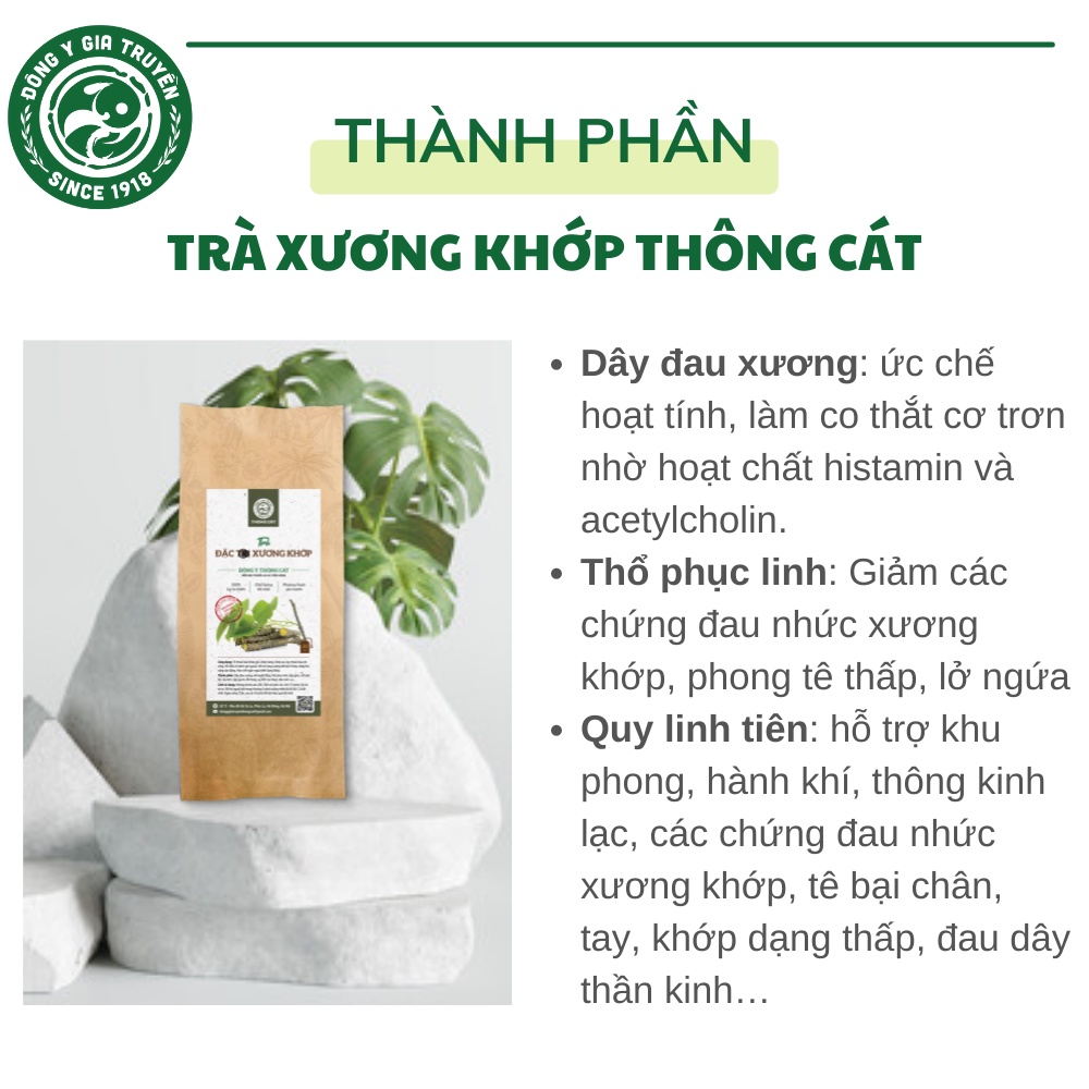 Trà thảo mộc hỗ trợ bổ xương khớp, tăng tiết dịch khớp cho người cao tuổi_Trà túi lọc Thông Cát Since 1918