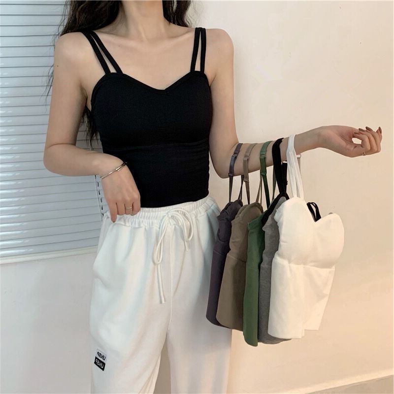 Áo Yếm Không Tay Màu Trơn 153231 Áo Hai Dây Thiết Kế Đơn Giản Quyến Rũ Dễ Thương