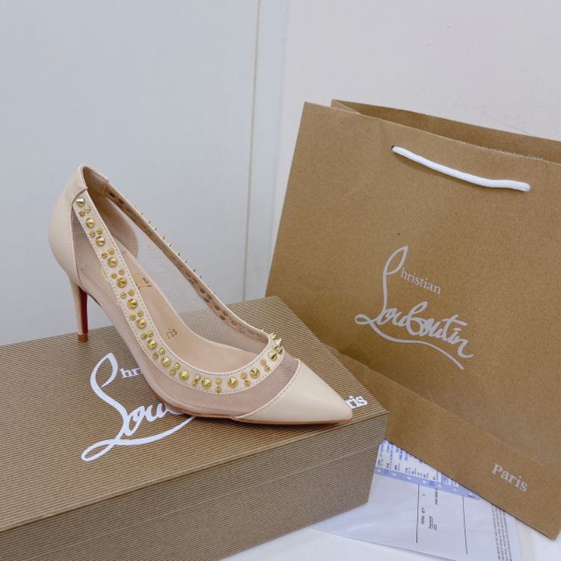 H(ẢNH THẬT) Giày Cao Gót Lưới 7p Viền Đính Đá Lưới Mềm Êm Fullbox Bill Túi Hãng Cao Cấp