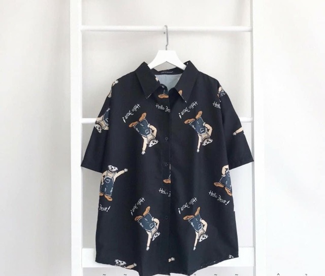 Áo Sơmi Unisex Hoạ Tiết Mẫu Mới Ảnh/Clip Thật