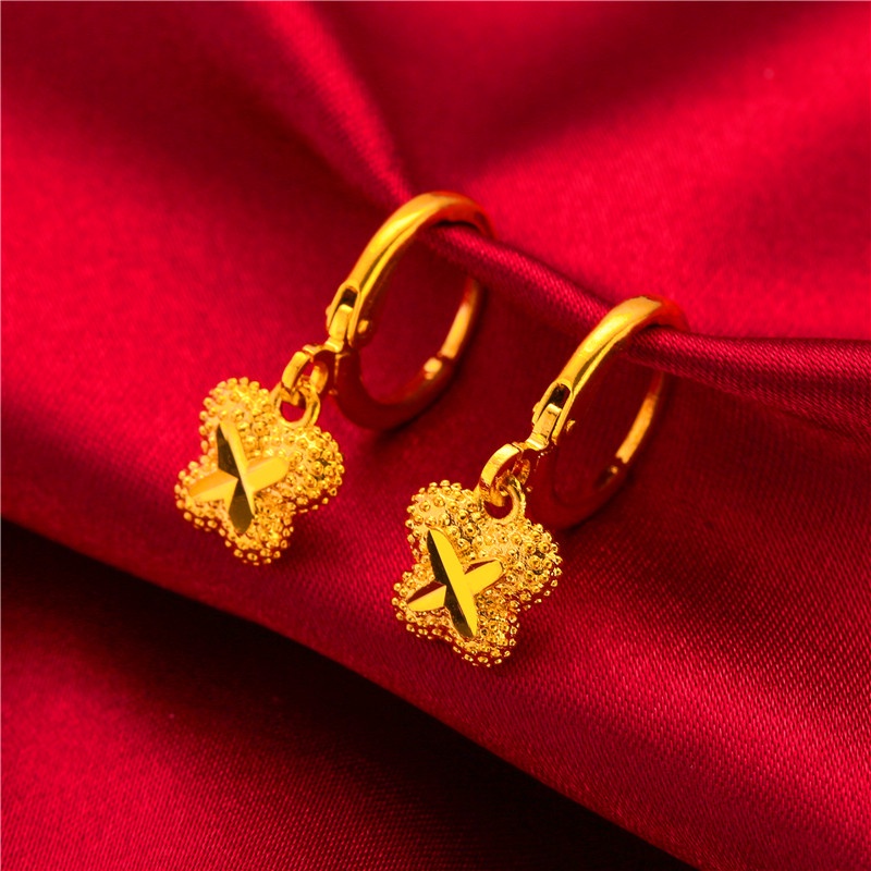 Hoa Tai Mạ Vàng 24K Hình Hoa Phong Cách Mới