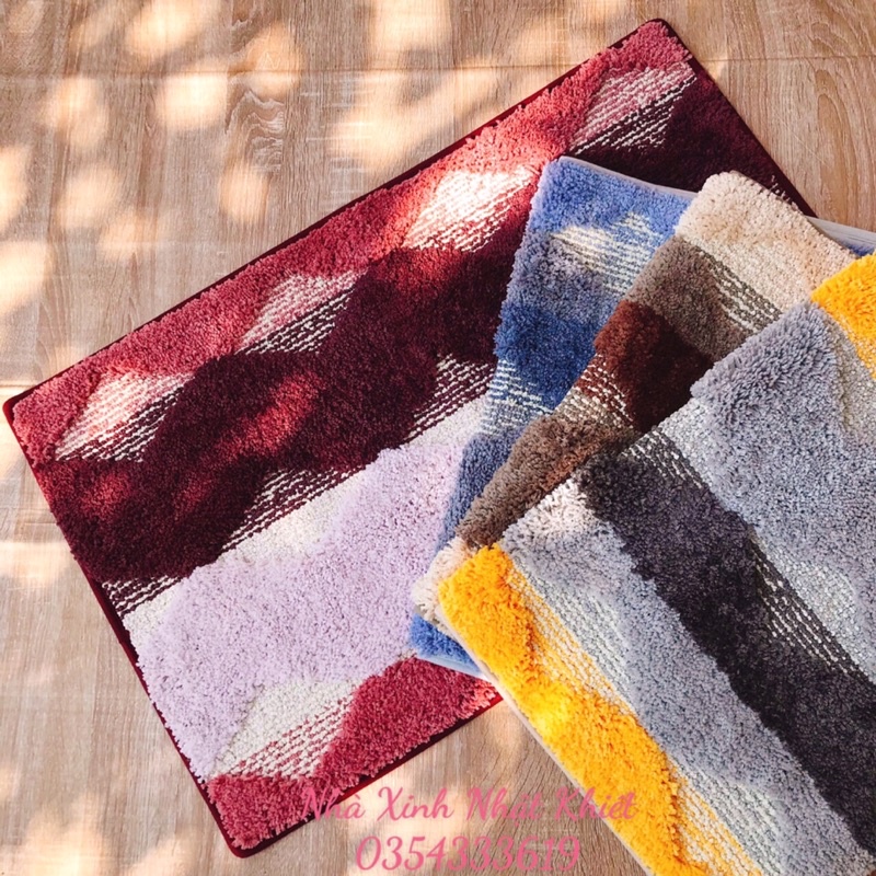 Thảm lau chân chất len lông đế cao su thấm nước mẫu ziczax