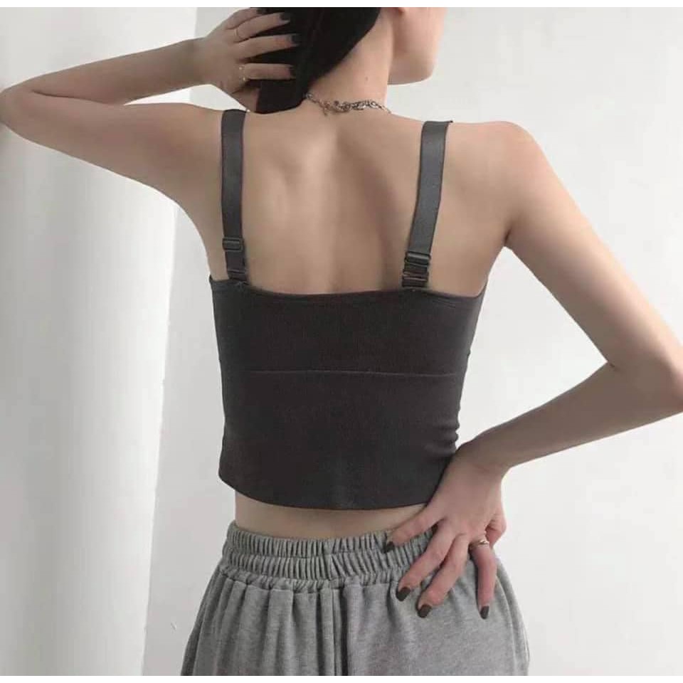 Áo lót nữ bra hai dây không gọng có mút ngực cotton mềm ôm sát thấm hút tốt mặc tập gym yoga mặc áo trong đa năng