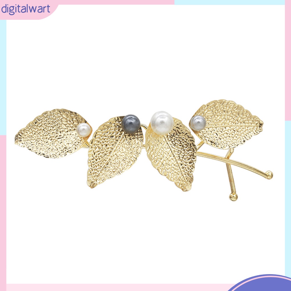 Trâm Cài Tóc Hình Chiếc Lá Đính Ngọc Trai Nhân Tạo Sang Trọng Dành Cho Nữ