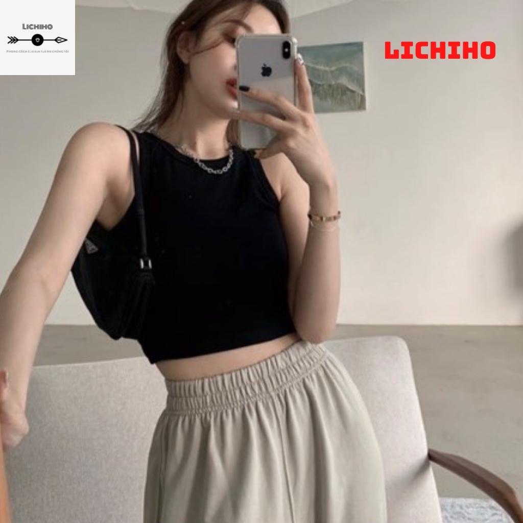 Áo croptop nữ ba lỗ ngược trơn CT12 LICHIHO chất thun gân ôm body mềm mát | BigBuy360 - bigbuy360.vn