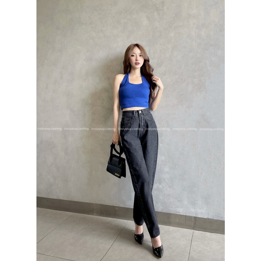 Quần jean nữ ống rộng suông lưng cạp cao chất đẹp Emilyshop ulzzang