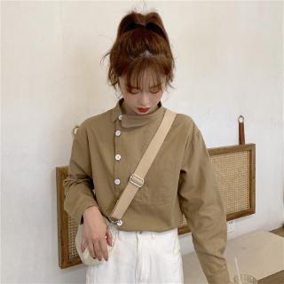 Áo Sơ Mi Tay Dài Màu Trơn Đơn Giản Phong Cách Preppy Dễ Thương