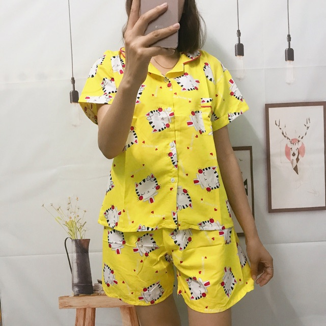 Đồ bộ pijama kate mặc nhà cộc đùi