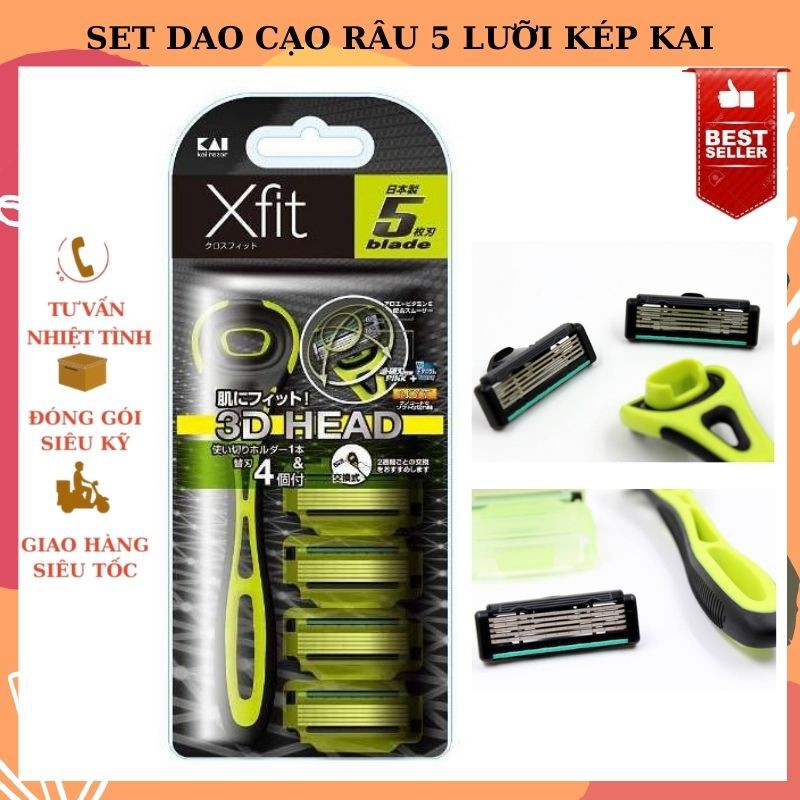 Set dao cạo râu 5 lưỡi kép KAI