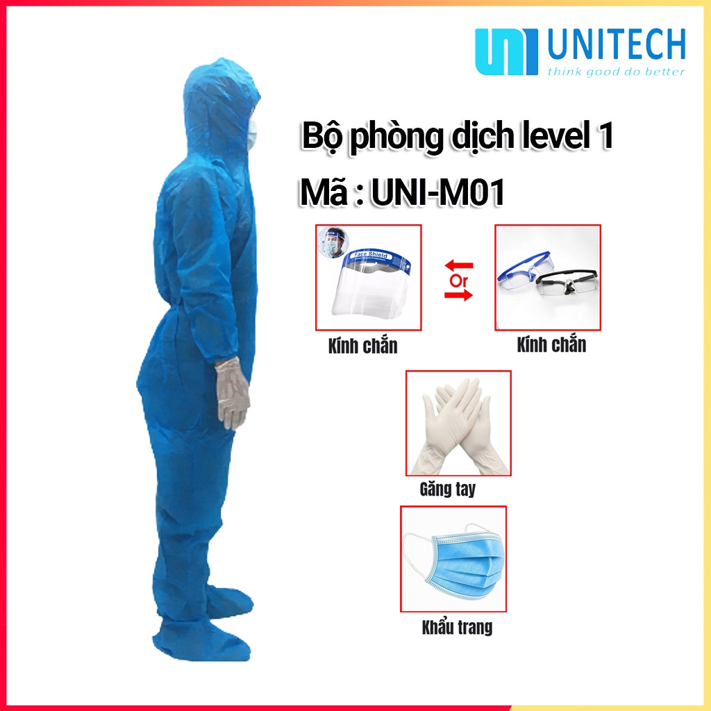 Bộ phòng dịch 7 món FREESHIP Bộ quần áo bảo hộ y tế, bộ đồ phòng dịch tuyến đầu F0 có giấy chứng nhận