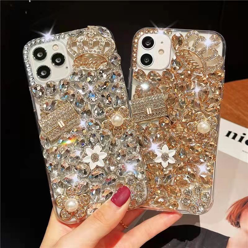 Ốp Điện Thoại Hình Vương Miện Đính Đá Thủ Công Cho Samsung Note20 Ultra Note 10 Plus S9 S10 S20FE S21 S21FE S22 S20