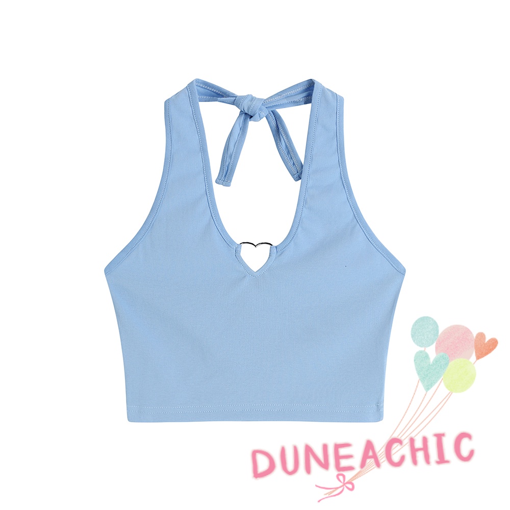 DUNEA Áo Hai Dây Họa Tiết Trái Tim Kim Loại Quyến Rũ Cho Nữ DUNEA709