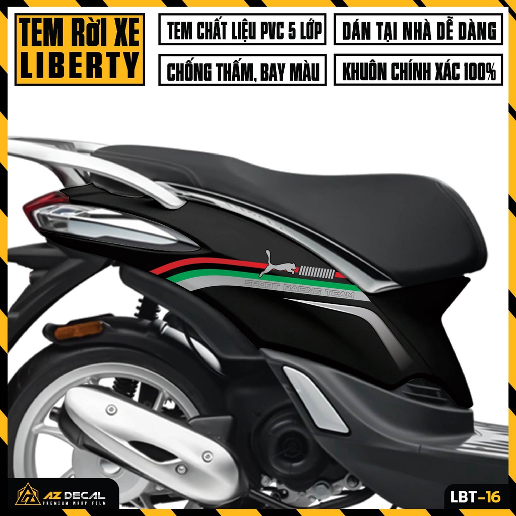 Tem Liberty Mẫu Sport Racing Team | LBT-16 | Decal Dán Xe Máy Liberty 125 Chống Nước Bền Màu Dễ Dán Tại Nhà