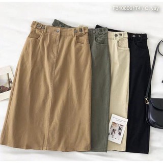 Chân váy kaki nút eo