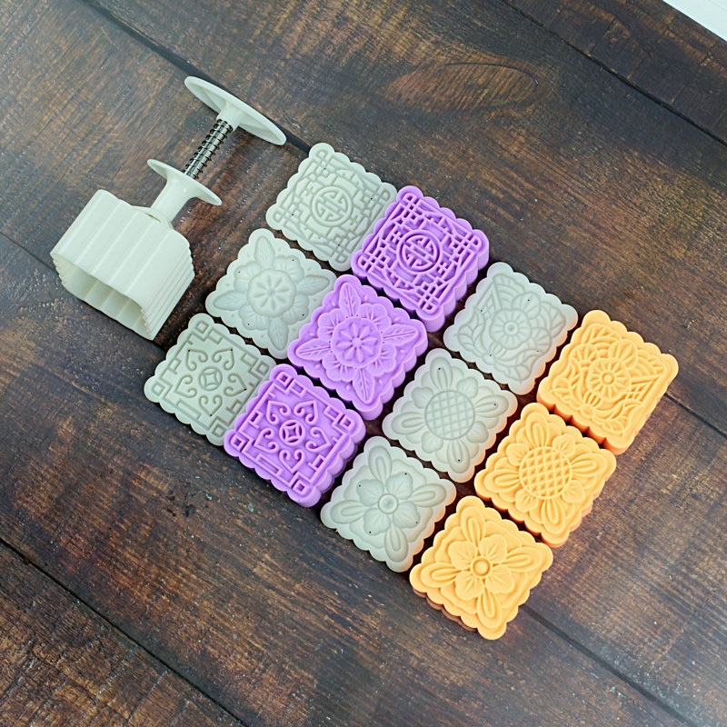 Khuôn làm bánh trung thu lò xo 100gr- 6 mặt nhấn Mẫu truyền thống