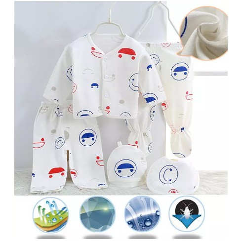 [MUA 2 TẶNG 1] SET 5 MÓN QUẦN ÁO COTTON CHO TRẺ SƠ SINH (0-3 THÁNG)