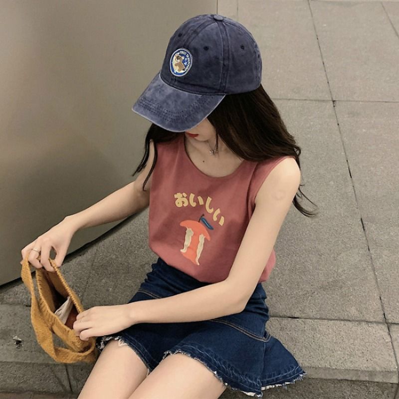 Áo Lửng Không Tay In Chữ Apple Thời Trang Nữ