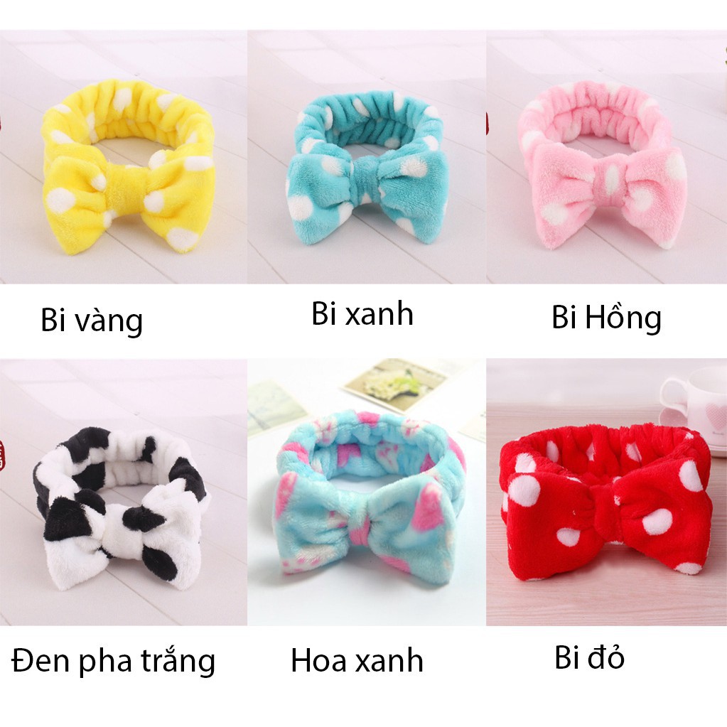 Băng đô nơ vải nhung 3D rửa mặt mềm mịn, bờm tóc turban rửa mặt siêu mềm mịn, ôm sát, không gây đau đầu