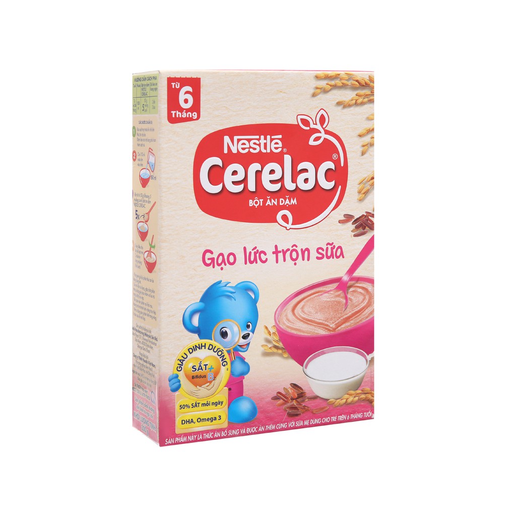 Bột ăn dặm Nestlé Cerelac gạo lức trộn sữa từ 6 tháng 200g