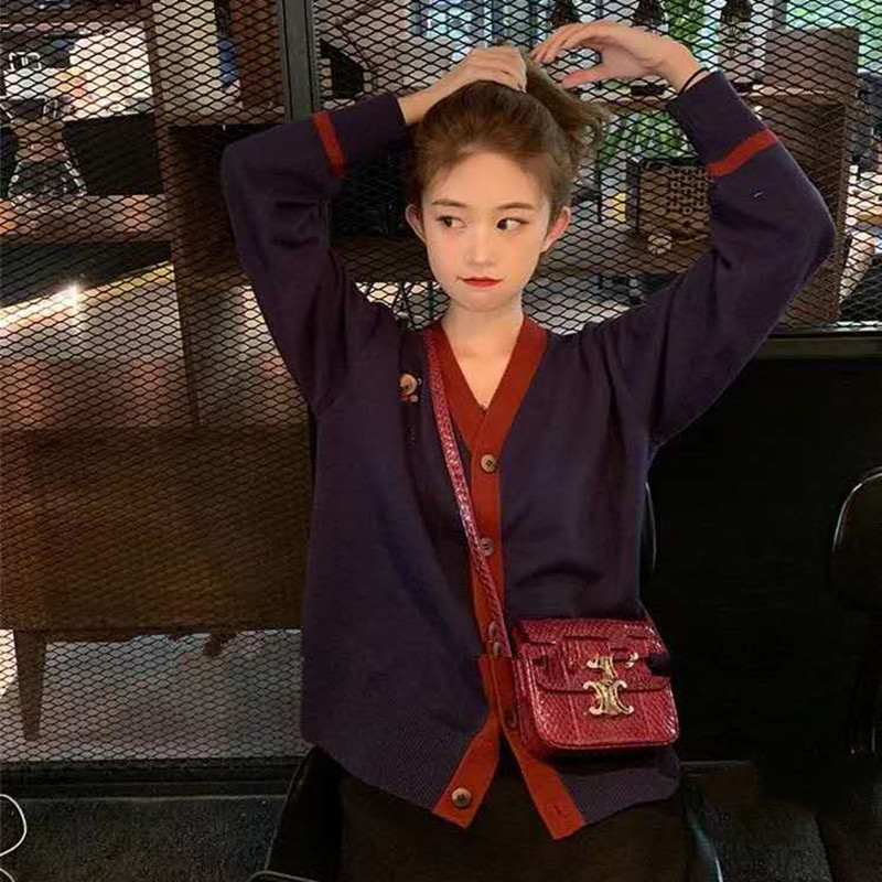 SUXI Áo cardigan dệt kim phong cách Hàn Quốc thiết kế cổ chữ V trẻ trung cho nữ