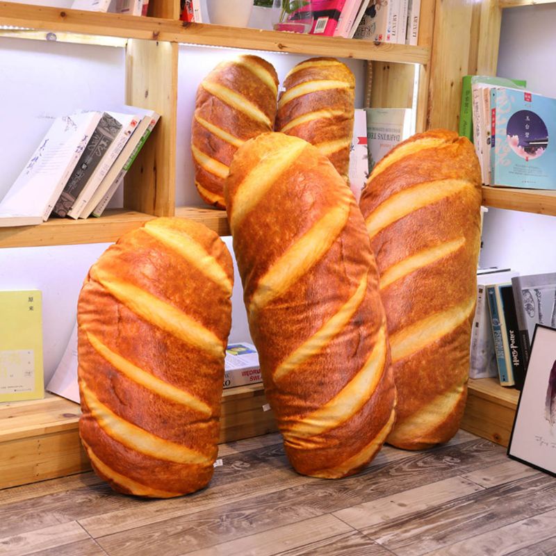 Gối Tựa Lưng Nhồi Bông Hình Bánh Mì Bơ 3D Mềm Mại Vui Nhộn Dùng Làm Quà Tặng Sinh Nhật Cho Bé
