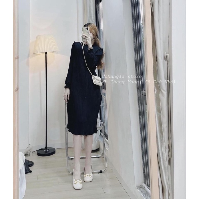 Váy  Kèm Đai Tay Bo Form Xuông Rộng-Bầu Bí Mặc Được | BigBuy360 - bigbuy360.vn